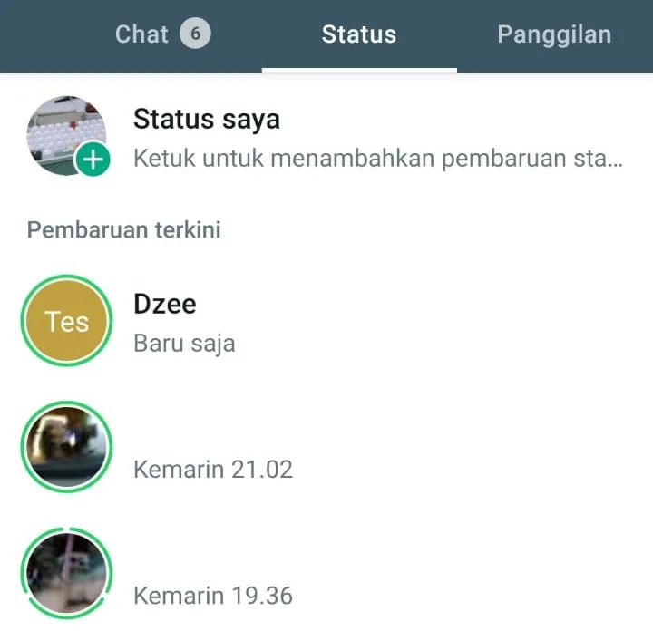 Contoh Status WA Muncul