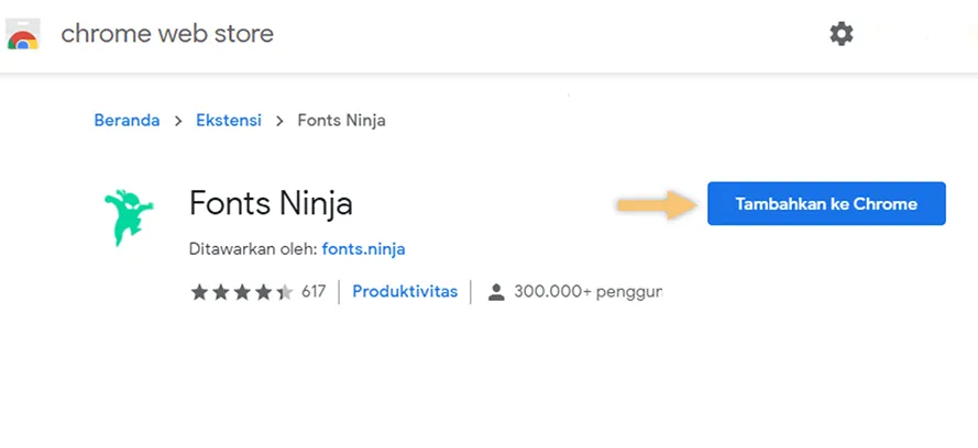 Menambah Ekstensi Font Ninja