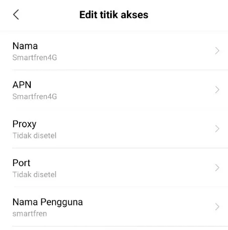 Mengatur APN Koneksi Smartfren