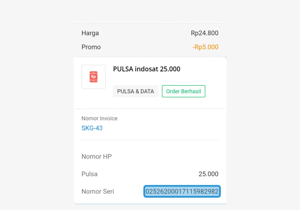 Mengecek Serial Number Pulsa Dari Penjual