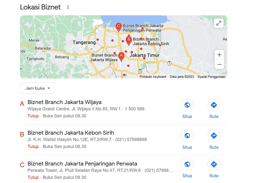 Lokasi Biznet Terdekat