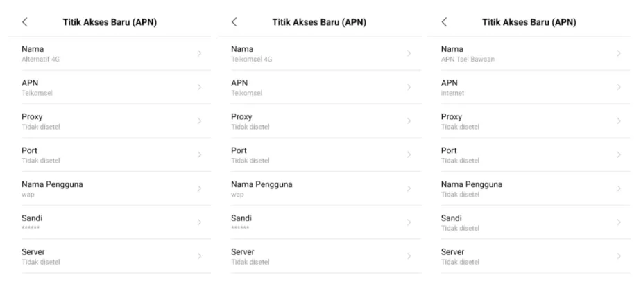 Contoh APN Telkomsel