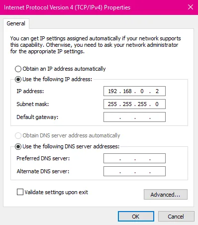 Setting LAN Laptop Kedua