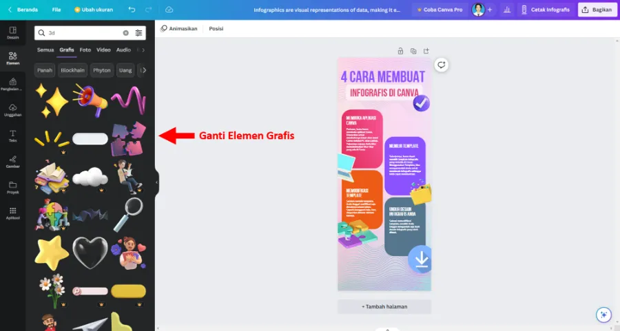 Atur Elemen Grafis Canva