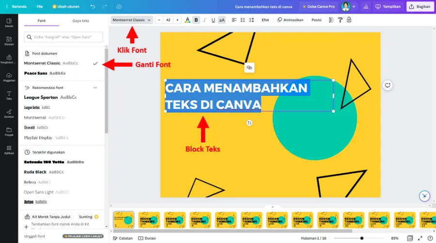 Mengganti Font Teks Canva