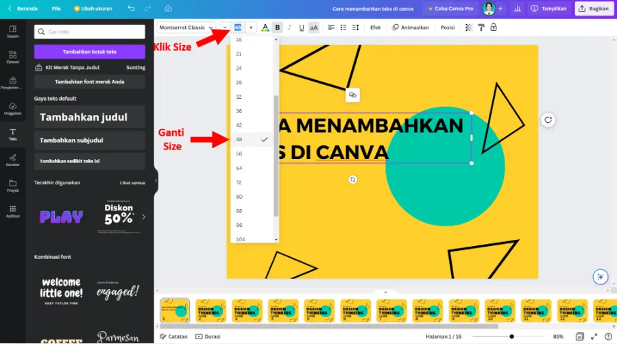 Ubah Size Teks Canva