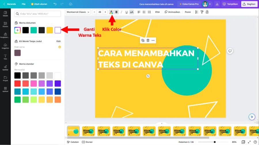 Ubah Warna Teks Canva