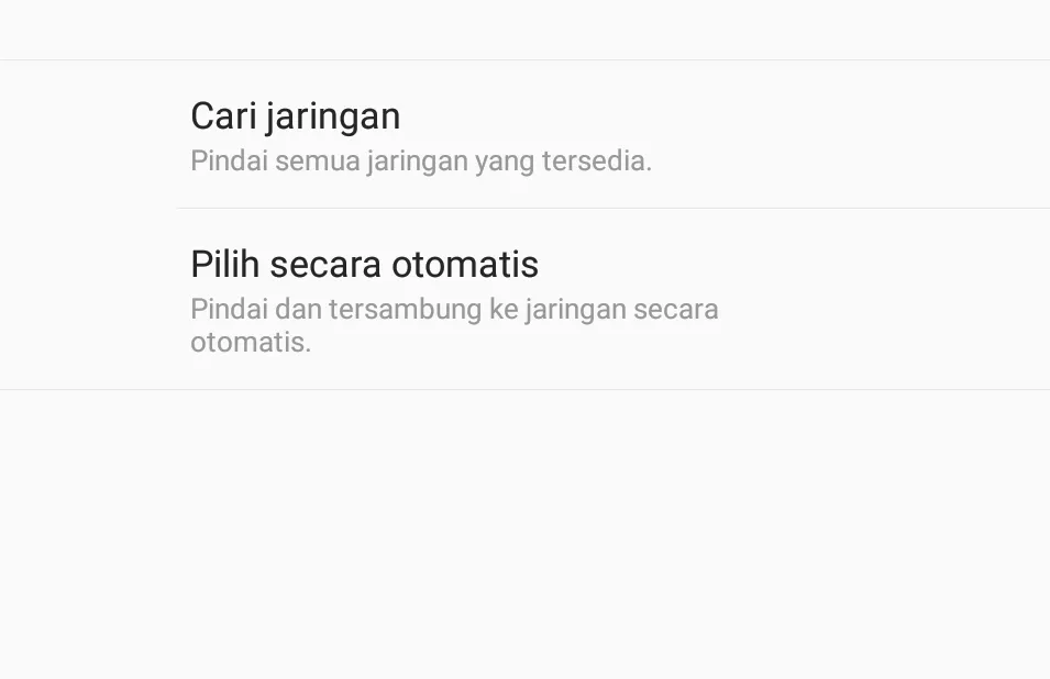 Cari Jaringan SIM di Mode Manual