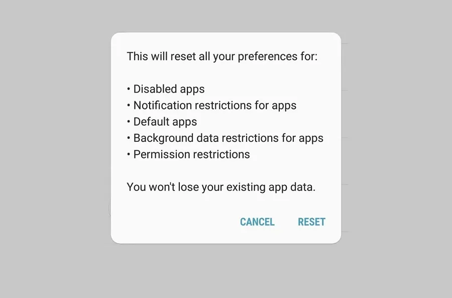 Reset App Preferences