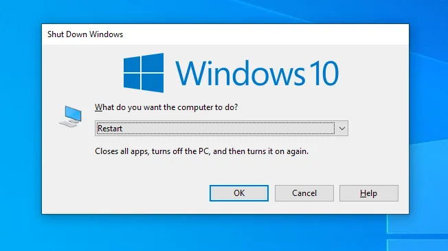 Menu untuk Restart Windows