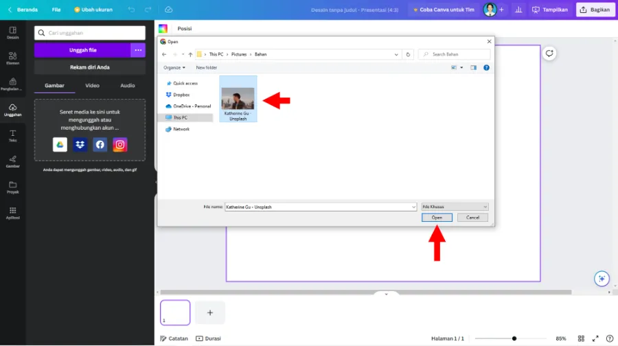 Pilih Gambar Dari File Explorer ke Canva