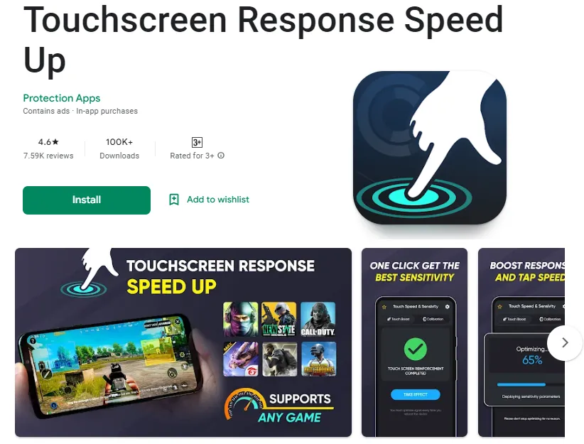 Memakai Aplikasi Touchscreen Response Speed Up