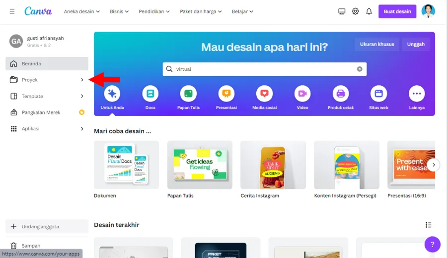 Menu Project Canva