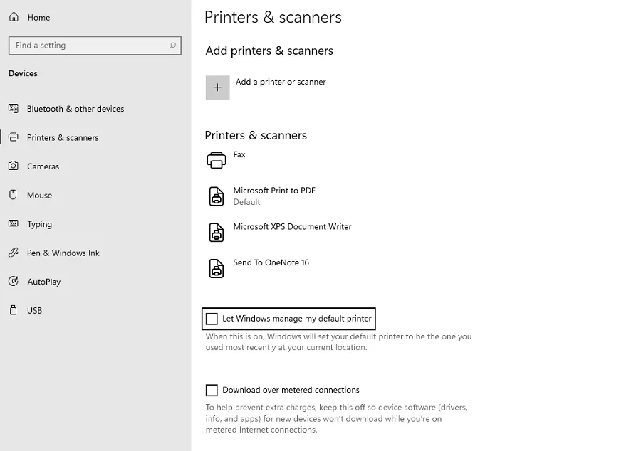 Cek Opsi Default Printer