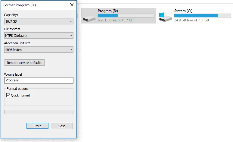 Format Drive Hardisk Explorer