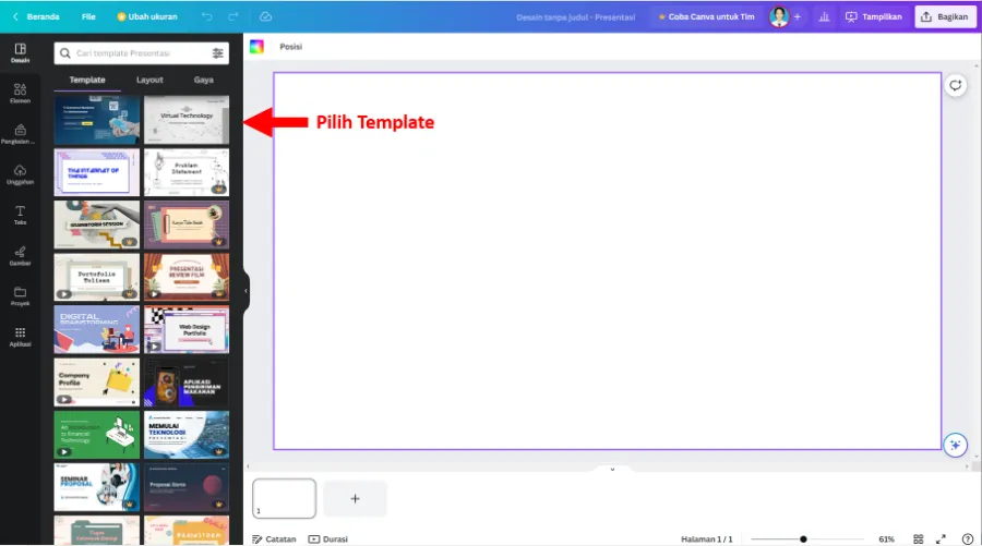 Pilih Template Presentasi