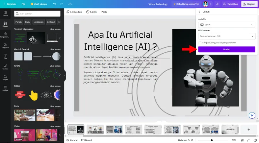 Simpan File Canva ke PowerPoint