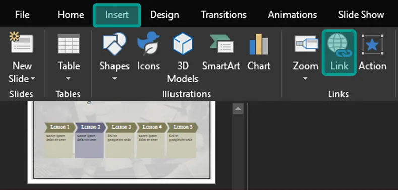 Menu Link PPT
