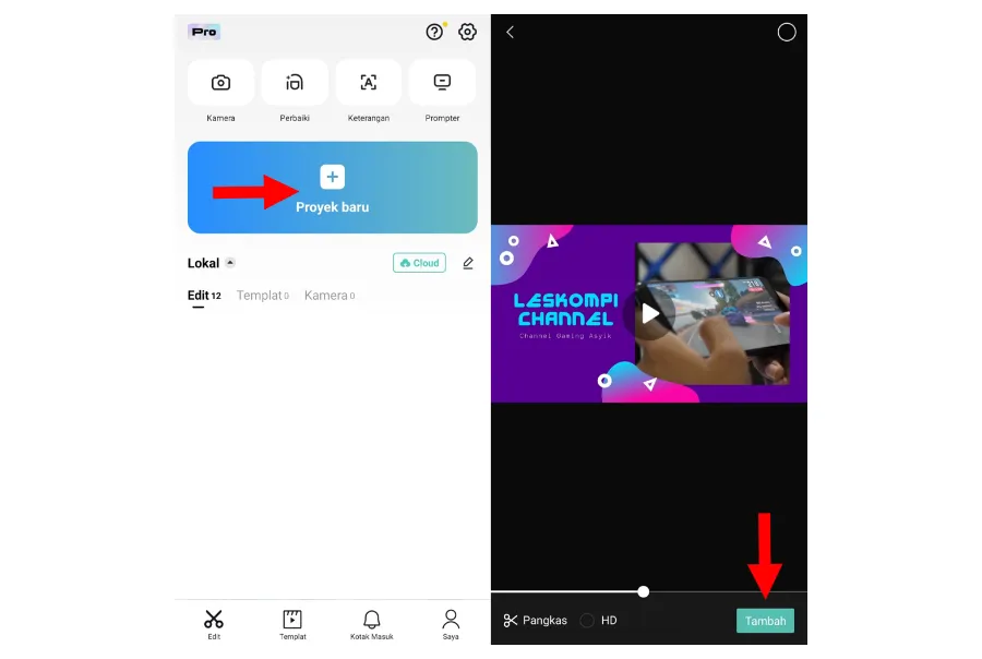 Menambah Video Capcut