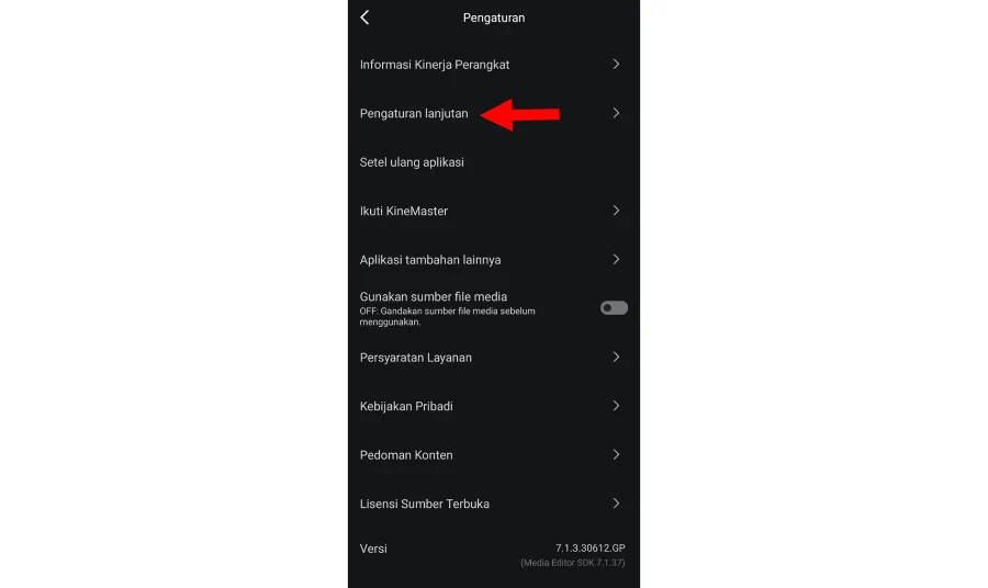 Atur Menu Lanjutan