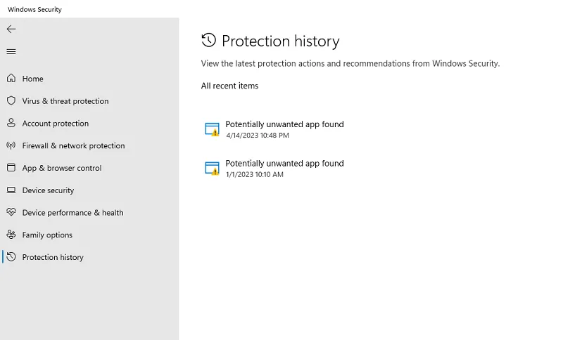 Data di Windows Defender