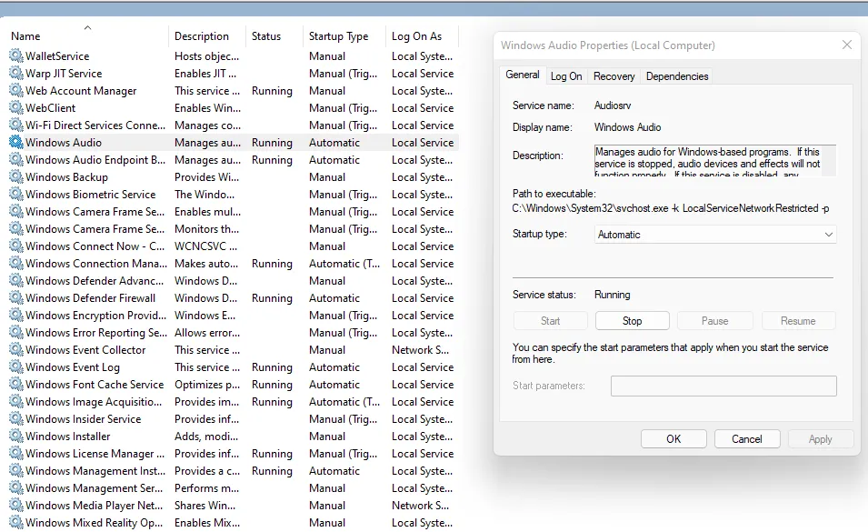 Audio Services Pada Windows