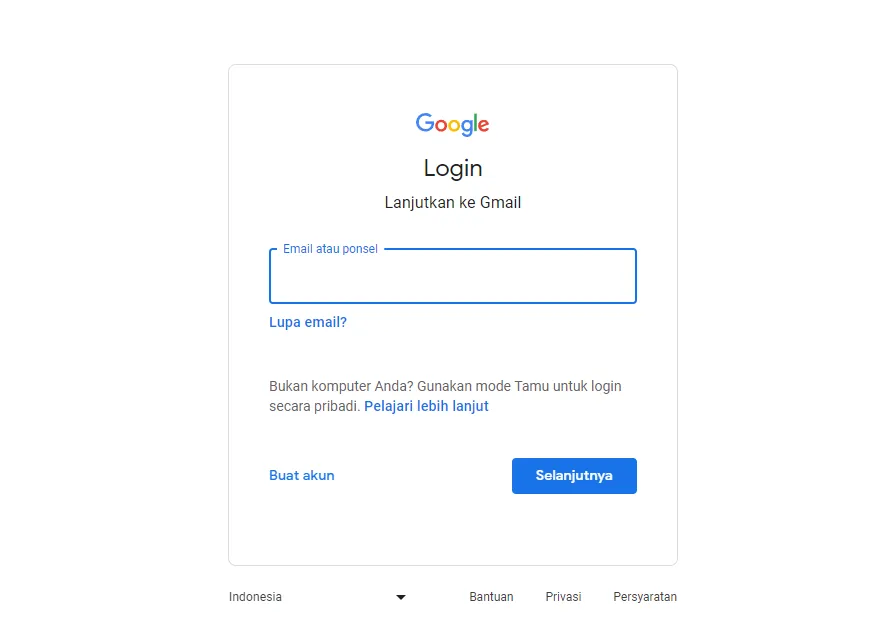 Halaman Login Gmail