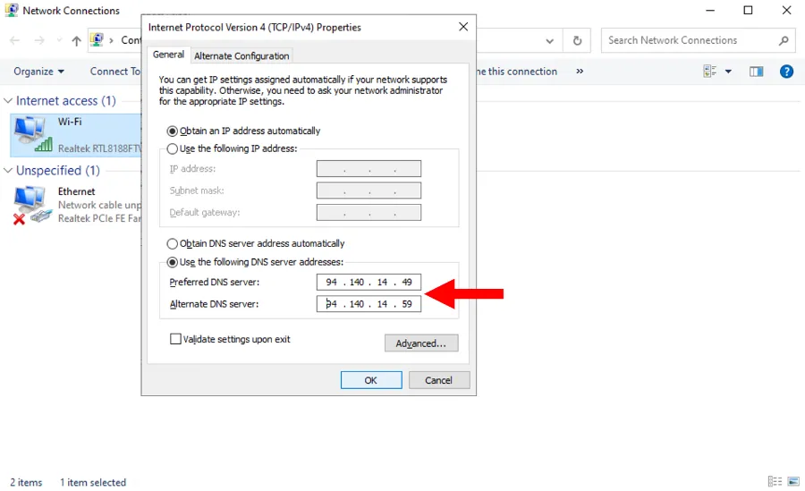 adguard dns copy paste