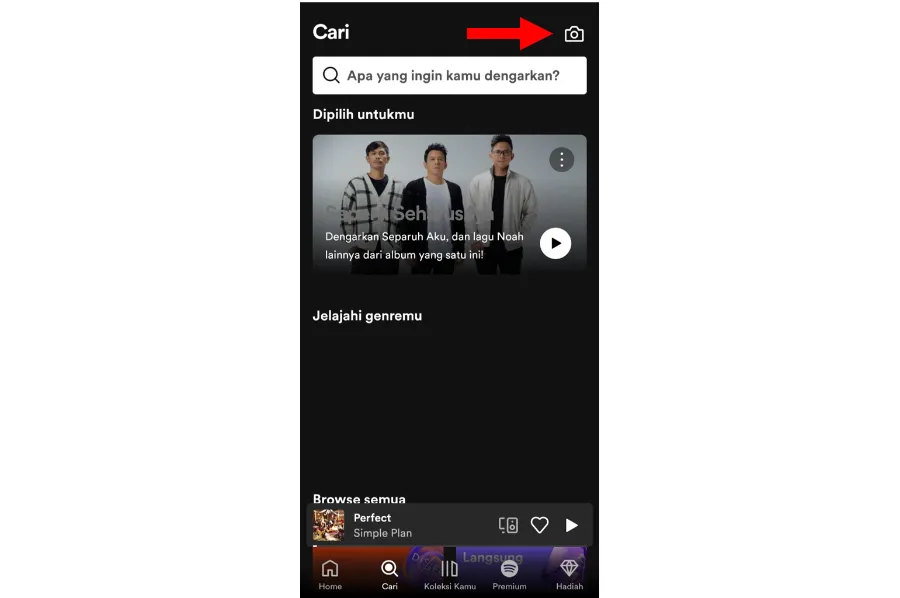 Buka Kamera di Spotify