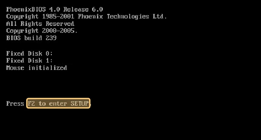 Menu BIOS Laptop