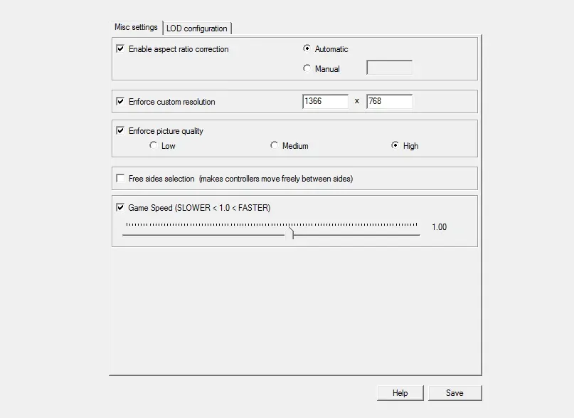 Mengatur Resolusi di PES