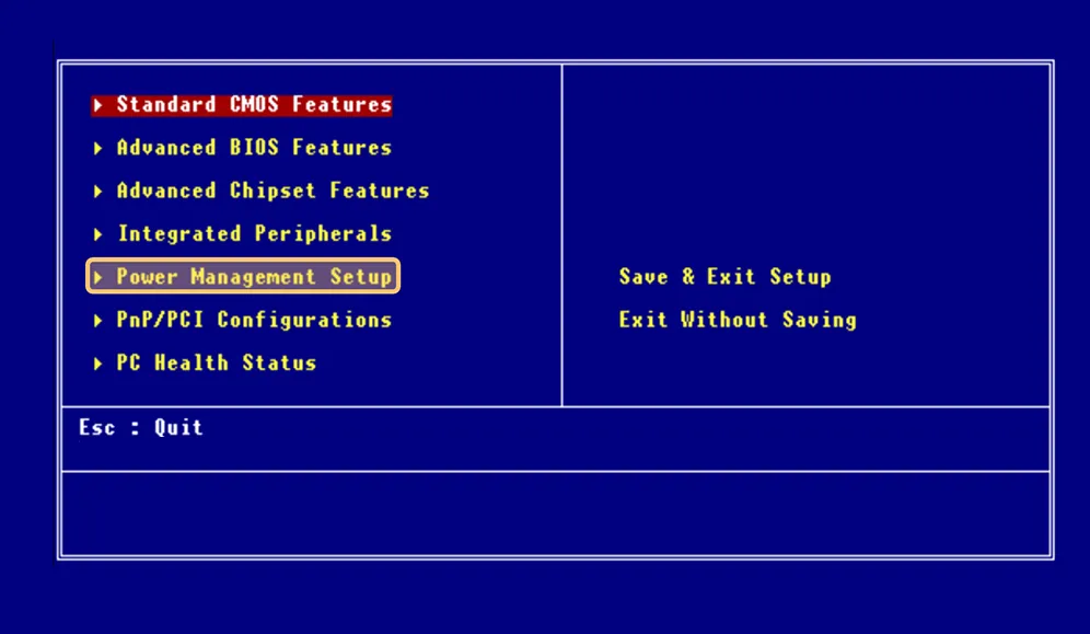 Menu Power Management