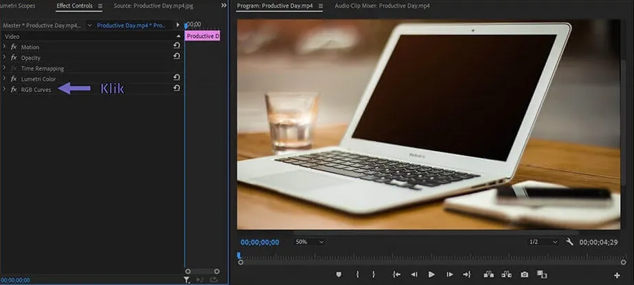 Aktifkan RGB Curves