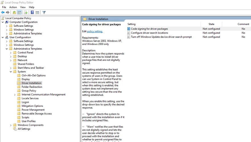 Menu Driver Installation
