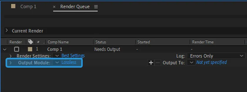 Opsi Output Module After Effect