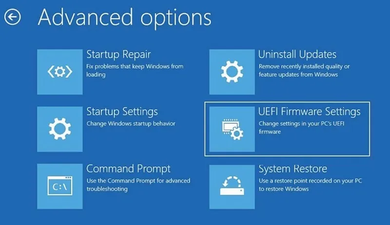 Menu Firmware Settings