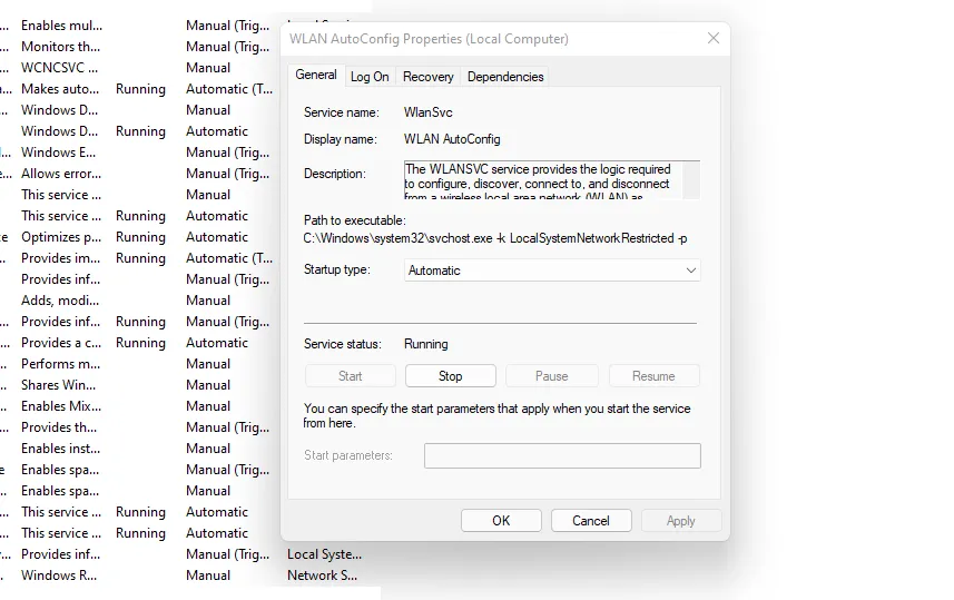Aktifkan WLAN AutoConfig