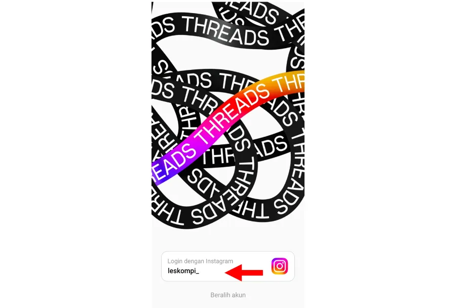 Menu Login Instagram untuk Threads