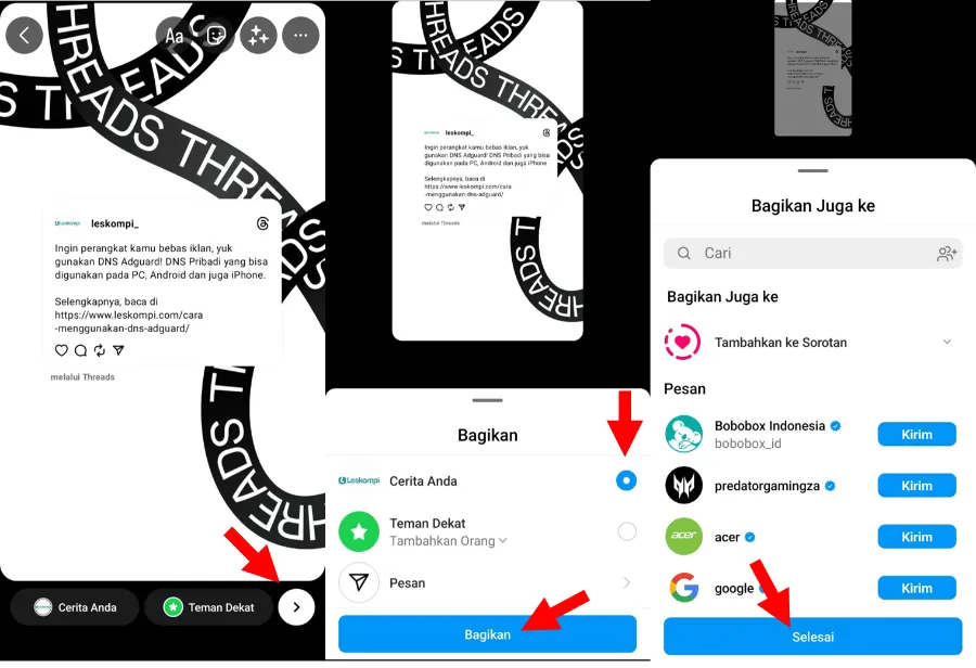 Bagikan Threads ke IG Story