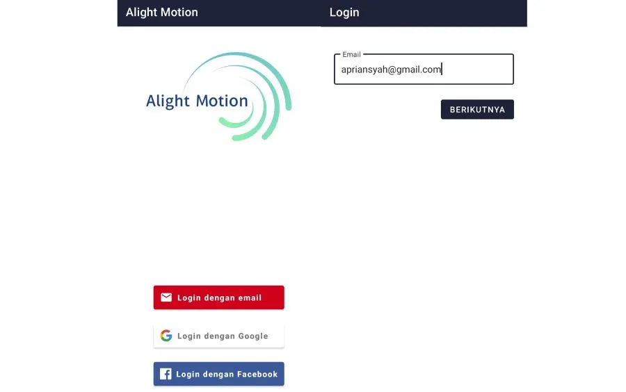 Login Alight Motion