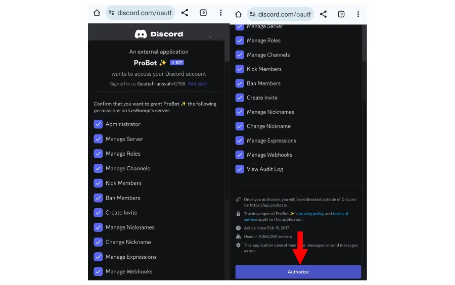 Authorize Discord