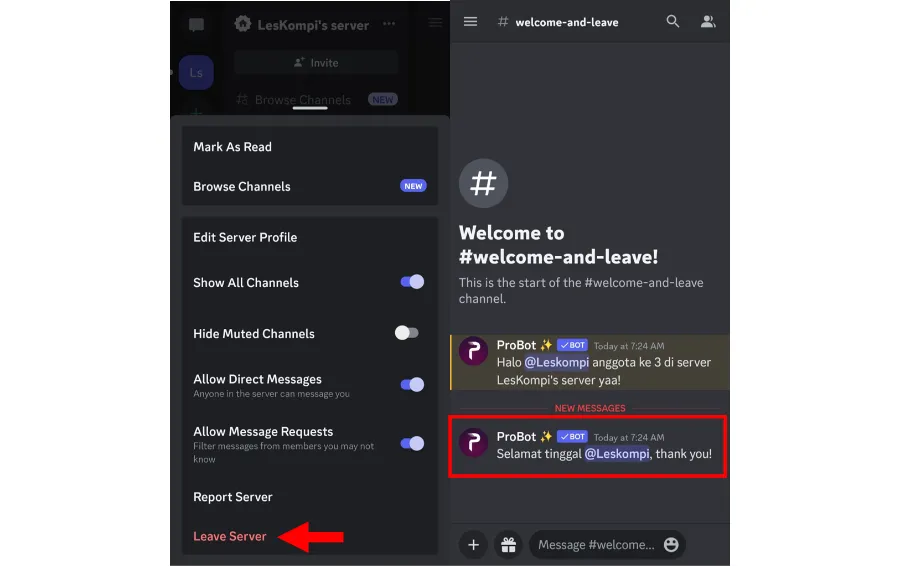 Contoh Leave Message